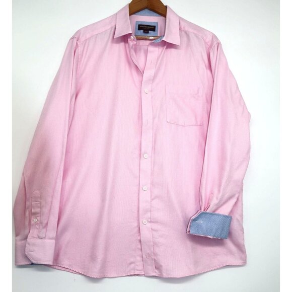 Johnston & Murphy Work Business Dress Button-Down Shirt Career Contrast Cuffs L - Picture 1 of 10